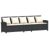 Salon de jardin 4 pcs avec coussins noir résine tressée 640286640286