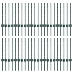 Poteau de clôture enchâssé 44 pc Vert 100 cm 640287640287