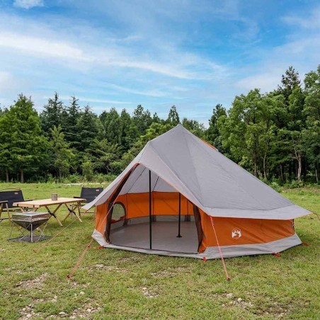 Tente Tipi Gris et orange 700 x 700 x 395 cm Polyester et Acier 640288640288