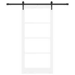 Porte coulissante Blanc 93 x 202 cm Bois de pin massif et verre 640293640293