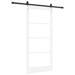 Porte coulissante Blanc 93 x 202 cm Bois de pin massif et verre 640293640293