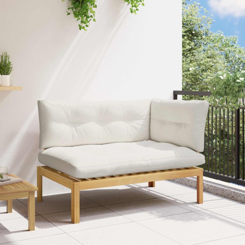 Unité de canapé d'angle Acacia Clair et Blanc Crème 640295640295