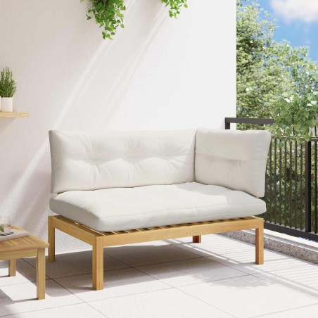 Unité de canapé d'angle Acacia Clair et Blanc Crème 640295640295