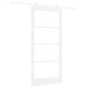 Porte coulissante Blanc 93 x 202 cm Bois de pin massif et verre 640300640300