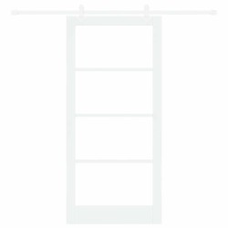 Porte coulissante Blanc 93 x 202 cm Bois de pin massif et verre 640300640300