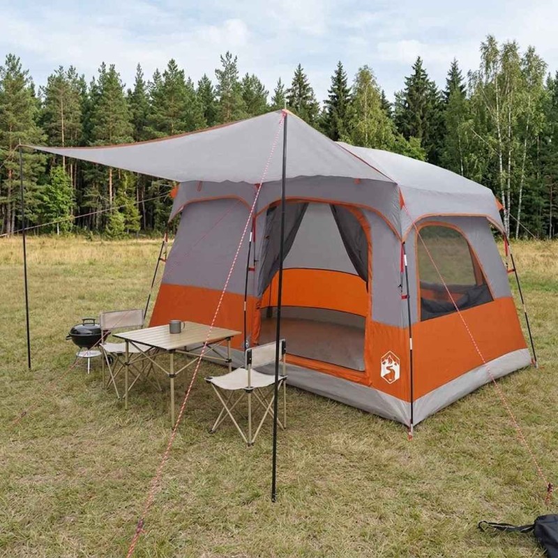 Tente familiale Gris et orange 380 x 260 x 190 cm Polyester 640302640302