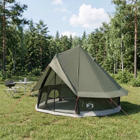 Tente Tipi avec toit Vert armée 250 x 250 cm Polyester et Acier 640306640306