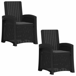 Chaise de jardin inclinable imitant le rotin 2 pcs Anthracite 640307640307