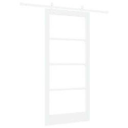 Porte coulissante Blanc 93 x 202 cm Bois de pin massif et verre 640315640315