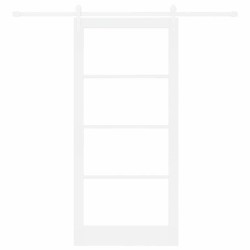 Porte coulissante Blanc 93 x 202 cm Bois de pin massif et verre 640316640316
