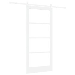 Porte coulissante Blanc 93 x 202 cm Bois de pin massif et verre 640316640316