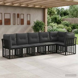Ensemble de canapé de jardin 6 pcs Noir polyrotin 640324640324