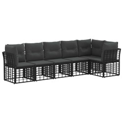Ensemble de canapé de jardin 6 pcs Noir polyrotin 640324640324
