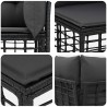 Ensemble de canapé de jardin 6 pcs Noir polyrotin 640324640324