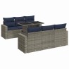 Salon de jardin avec coussins 7 pcs gris résine tressée acacia 640337640337
