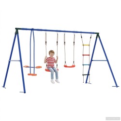 Ensemble de balançoires d'extérieur Multicolore Acier et PE 640340640340