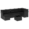 Salon de jardin 8 pcs avec coussins noir résine tressée 640342640342