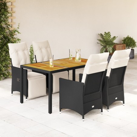 Ensemble à manger de jardin coussins 5pcs Noir Résine tressée 640344640344