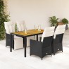 Ensemble à manger de jardin coussins 5pcs Noir Résine tressée 640344640344
