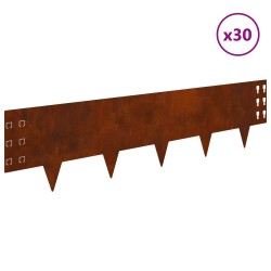 Bordure de Pelouse 30 pcs 100 x 25 cm Acier Rouillé 640346640346