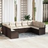 Ensemble de canapé de jardin avec coussin Marron polyrotin 640352640352