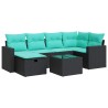 Salon de jardin 7 pcs avec coussins noir résine tressée 640355640355