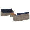 Salon de jardin 7 pcs avec coussins gris résine tressée 640357640357