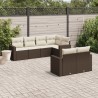 Salon de jardin avec coussins 7 pcs marron résine tressée 640366640366