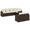 Salon de jardin avec coussins 7 pcs marron résine tressée 640366640366