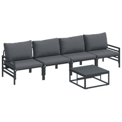 Ensemble de canapé de jardin avec coussin 5 pcs Noir Acier 640367640367