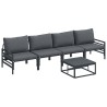 Ensemble de canapé de jardin avec coussin 5 pcs Noir Acier 640367640367