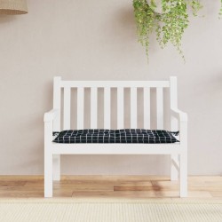 Coussin de banc de jardin carreaux noir 110x50x7 cm tissu 640370640370