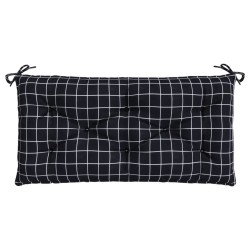 Coussin de banc de jardin carreaux noir 110x50x7 cm tissu 640370640370