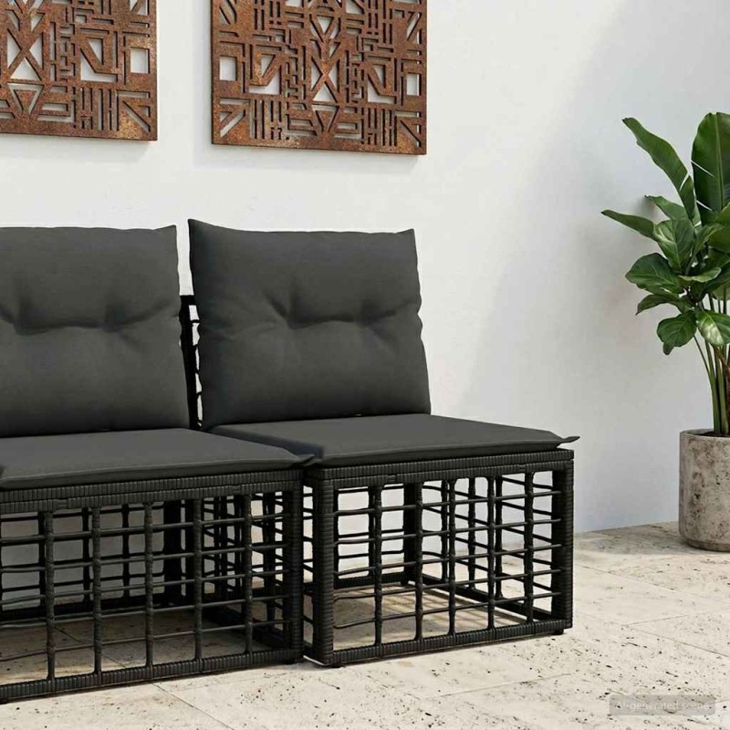Unité de canapé sans accoudoir modulable pour extérieur Noir 640373640373