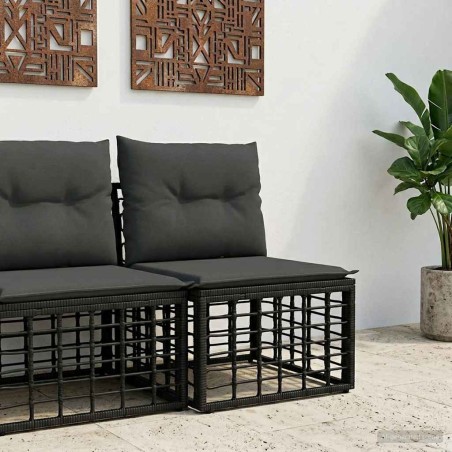 Unité de canapé sans accoudoir modulable pour extérieur Noir 640373640373