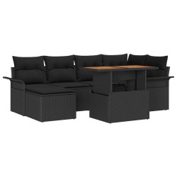 Ensemble de canapé de jardin 7 pcs Noir Poly rotin 640377640377