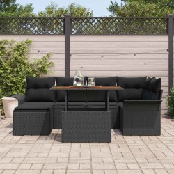 Ensemble de canapé de jardin 7 pcs Noir Poly rotin 640377640377
