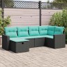Salon de jardin 6 pcs avec coussins noir résine tressée 640379640379