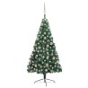 Demi-arbre de Noël artificiel pré-éclairé et boules vert 120 cm 640383640383