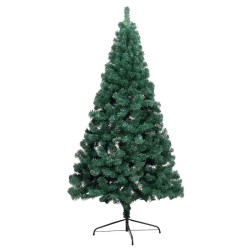 Demi-arbre de Noël artificiel pré-éclairé et boules vert 120 cm 640383640383