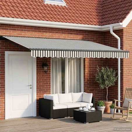 Cadre de store manuel avec LEDs Anthracite et blanc 5 x 3 m 640388640388