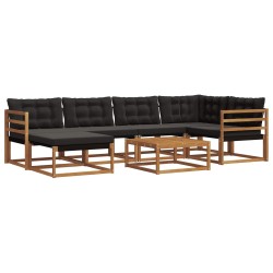 Ensemble de canapés d'extérieur 19 pcs Naturel et Noir 640390640390