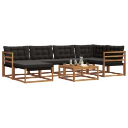Ensemble de canapés d'extérieur 19 pcs Naturel et Noir 640390640390