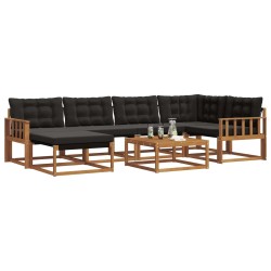 Ensemble de canapés d'extérieur 19 pcs Naturel et Noir 640393640393