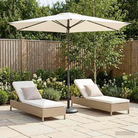 Parasol de jardin 270 x 270 cm Polyester Rectangulaire Crème 640410640410