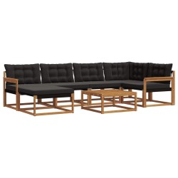 Ensemble de canapés d'extérieur 19 pcs Naturel et Noir 640413640413