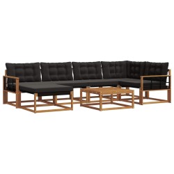 Ensemble de canapés d'extérieur 19 pcs Naturel et Noir 640423640423