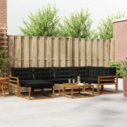 Ensemble de canapés d'extérieur 19 pcs Naturel et Noir 640427640427