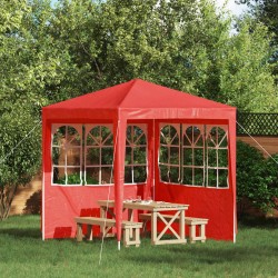 Mur de tente de fête 2 pcs 200 x 195 cm Rouge PE et acier 640432640432