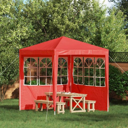 Mur de tente de fête 2 pcs 200 x 195 cm Rouge PE et acier 640432640432